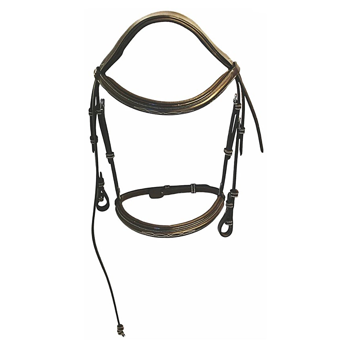 HDR Pro Mono Crown Fancy Bridle With Patent Leather Piping And Laced Reins - Image 2