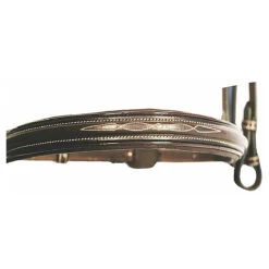 HDR Pro Mono Crown Fancy Bridle With Patent Leather Piping And Laced Reins -Prestige Store 5217 JPC HDR Pro.Mono .Crown .Fancy .w.Patent.Leth .Pip .Laced .Reins Havana Nose.Front