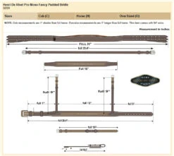 HDR Pro Mono Crown Padded Fancy Bridle 9 HDR Pro Mono Crown Padded Fancy Bridle -Prestige Store HDR Bridle 5099 Size Chart