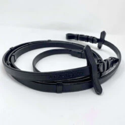 Halter Ego Black Flat Leather Rubber Lined Reins With Stops -Prestige Store Halter.Ego Flat.Leather.Rubber.Lined .Reins .W.Stops Black 2